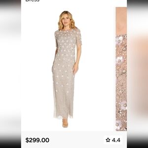 Adrianna Papell Beige Floral Embellished Maxi Dress